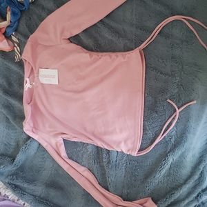 Pink long sleeve ruched top